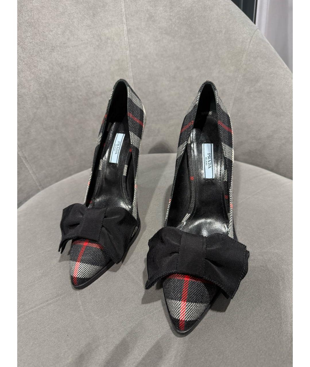 PRADA Антрацитовые текстильные туфли, фото 2