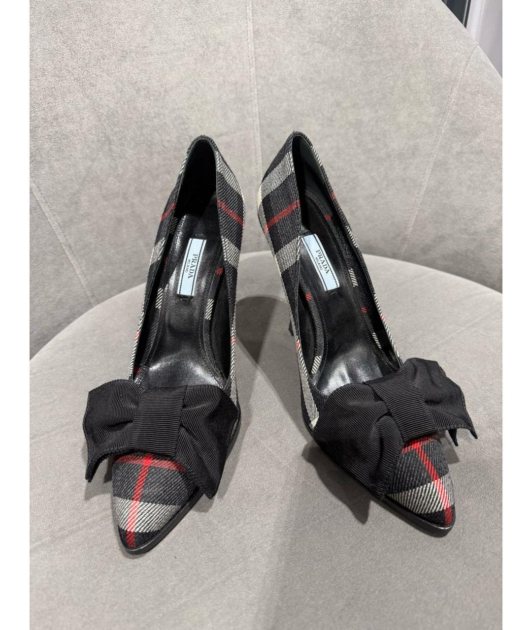 PRADA Антрацитовые текстильные туфли, фото 6