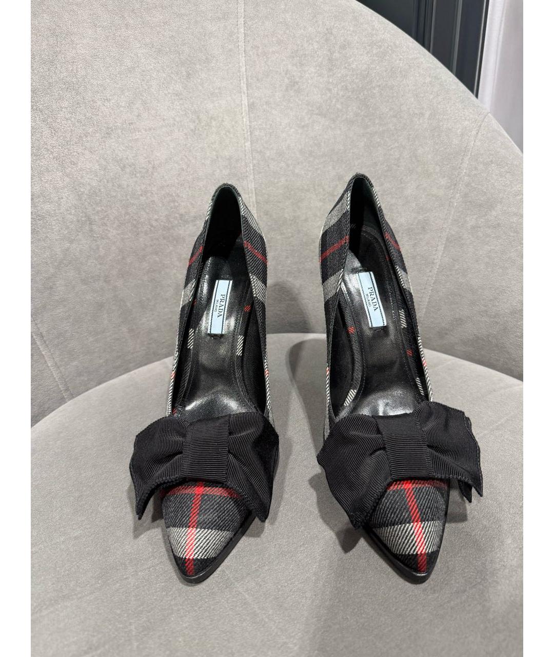 PRADA Антрацитовые текстильные туфли, фото 3