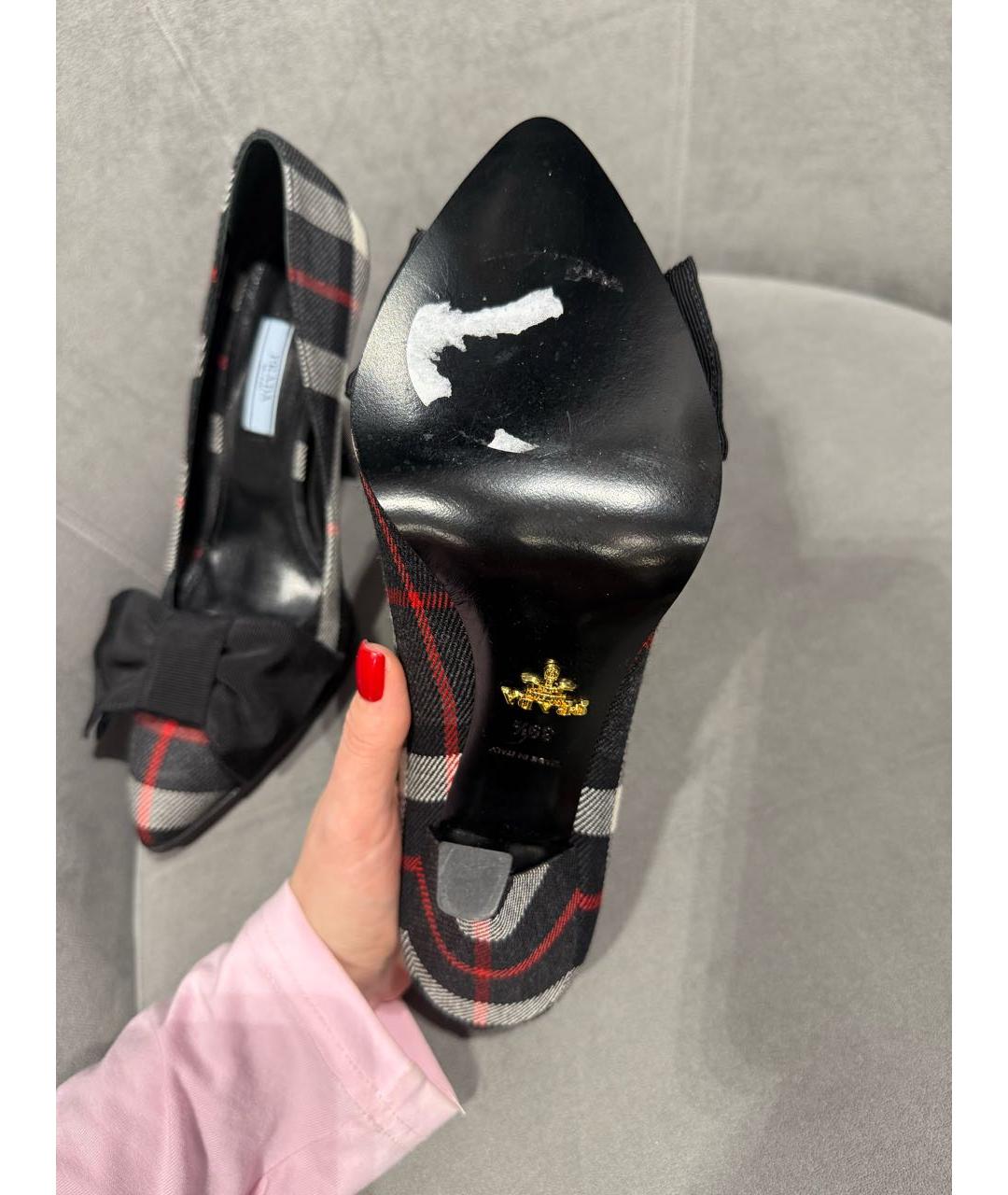 PRADA Антрацитовые текстильные туфли, фото 5