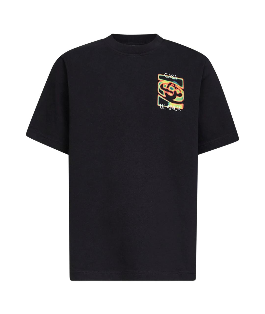 CASABLANCA Черная хлопковая футболка, фото 1