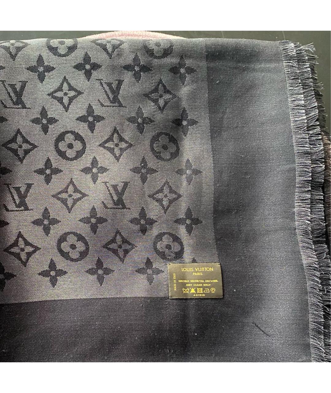 LOUIS VUITTON Серебрянный шерстяной платок, фото 3