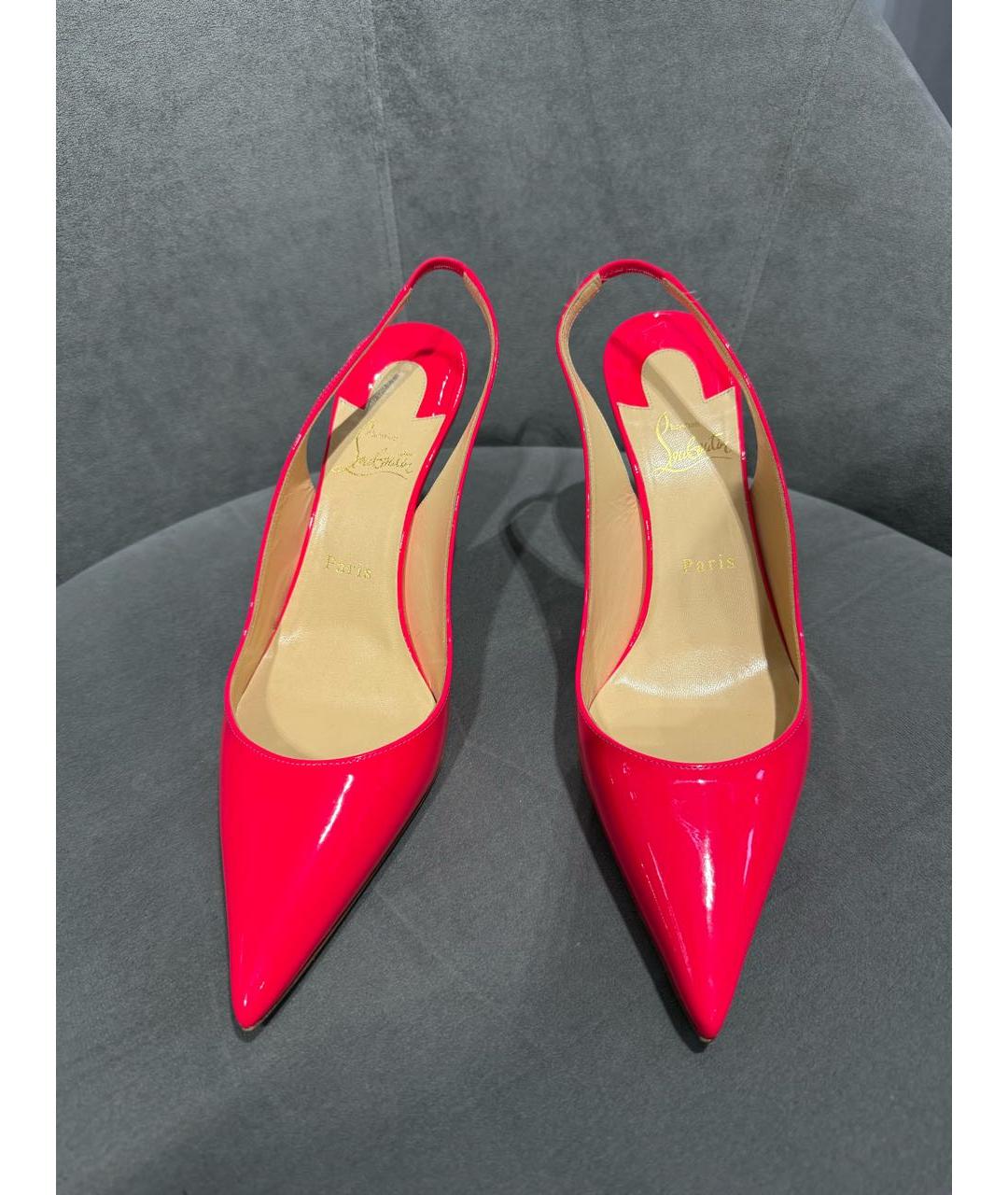 CHRISTIAN LOUBOUTIN Розовые лодочки на низком каблуке из лакированной кожи, фото 2