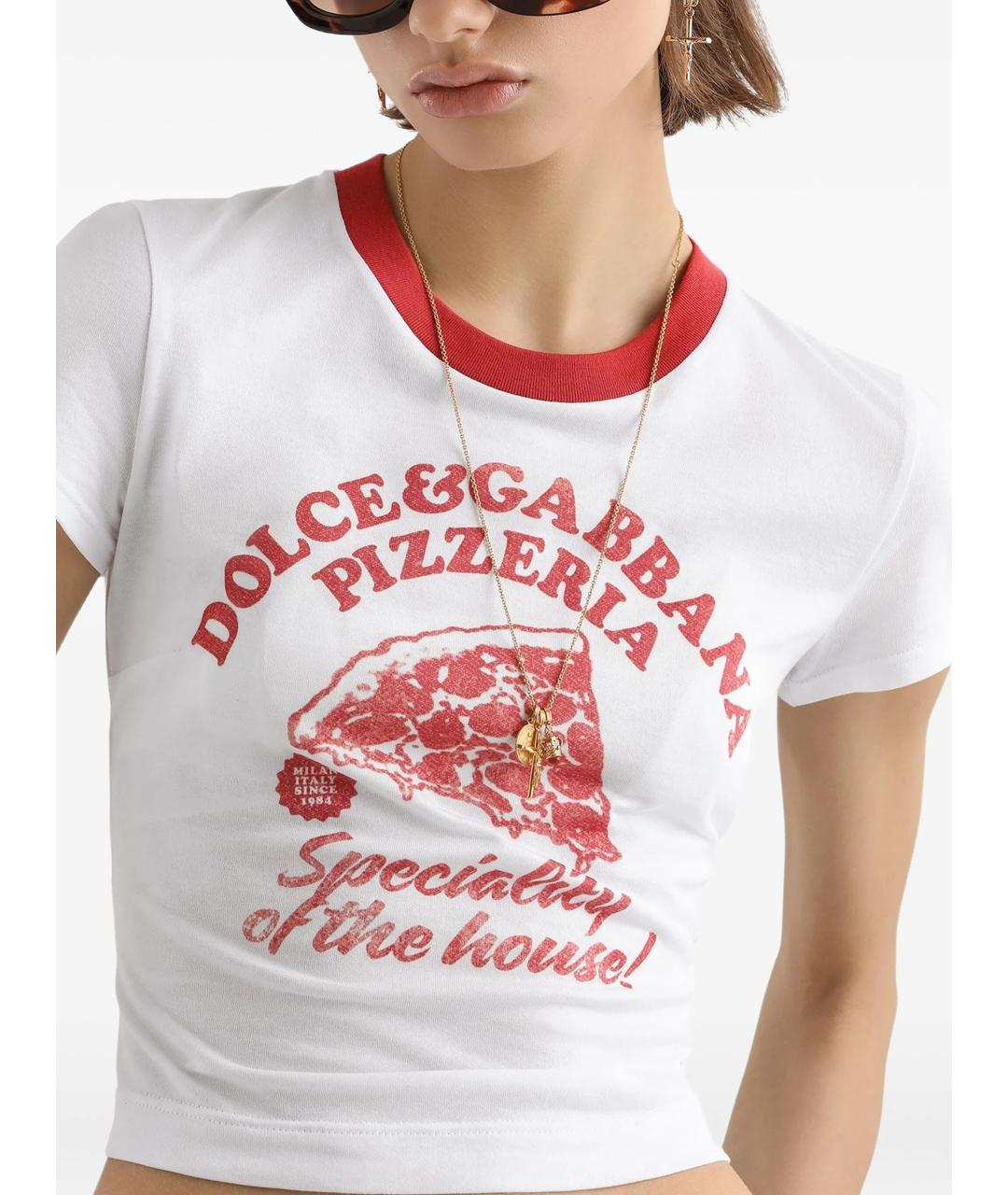 DOLCE&GABBANA Белая хлопковая футболка, фото 5