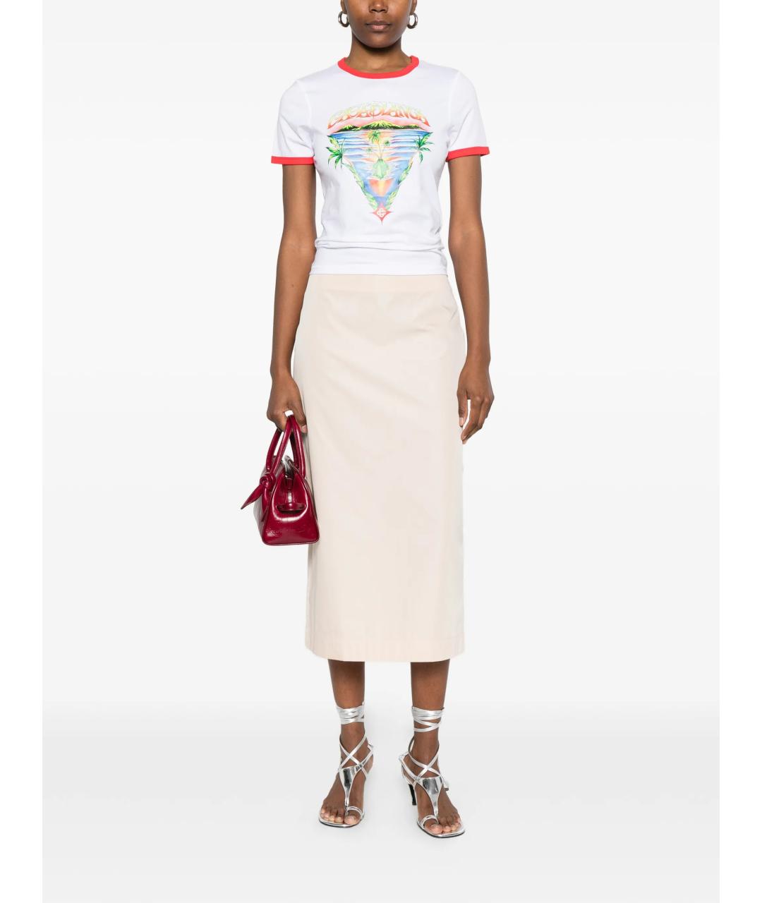 CASABLANCA Белая хлопковая футболка, фото 2