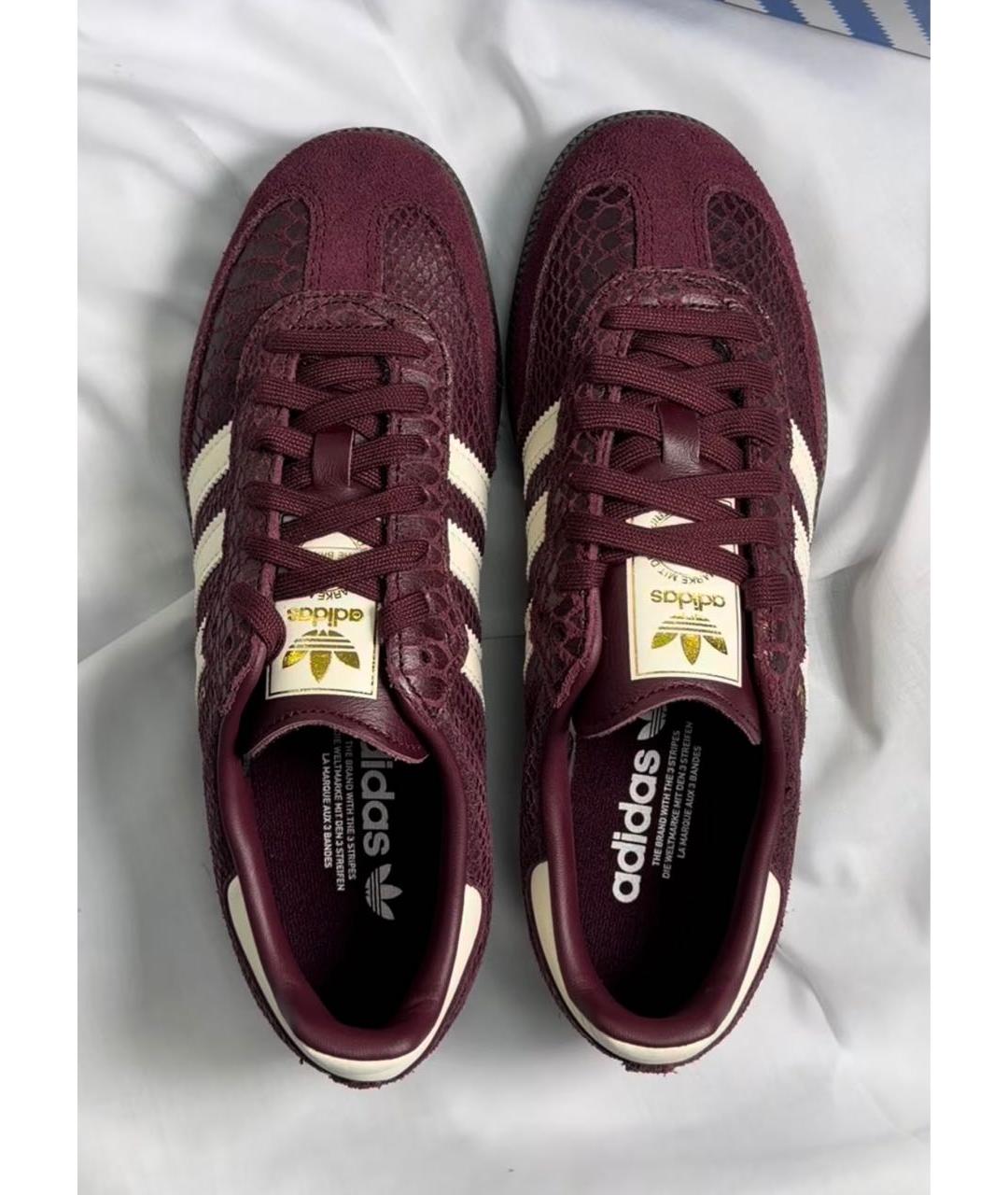 ADIDAS Бордовые кожаные кеды, фото 4