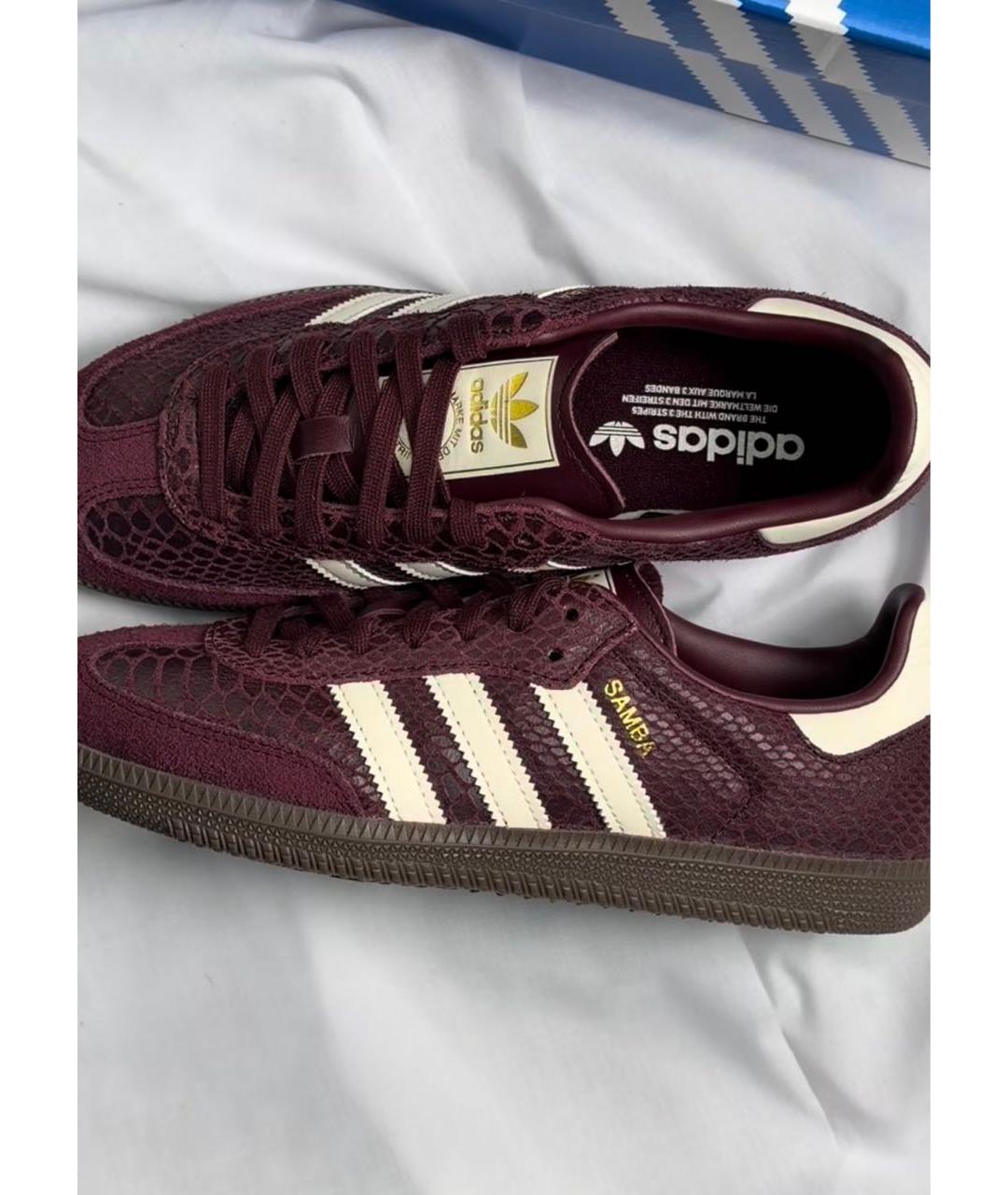 ADIDAS Бордовые кожаные кеды, фото 2