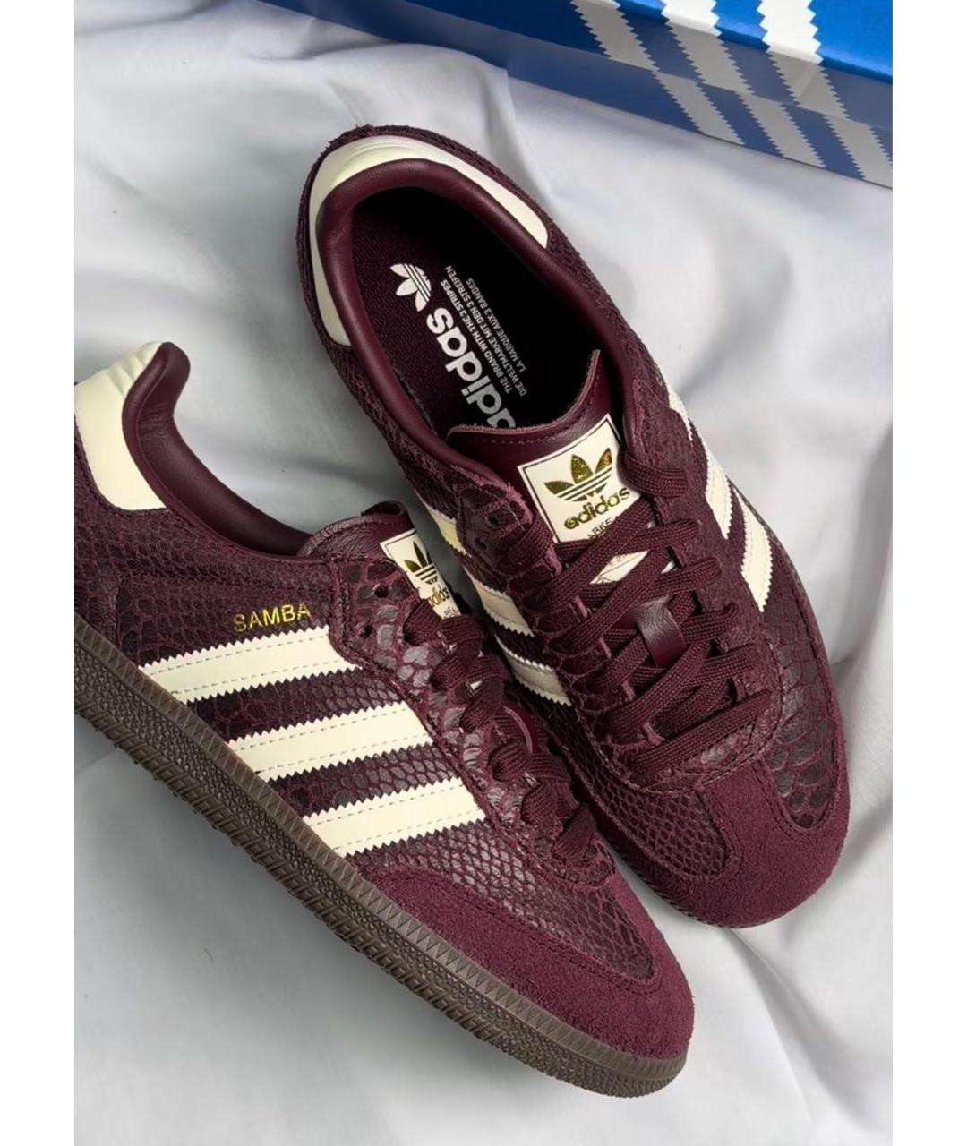 ADIDAS Бордовые кожаные кеды, фото 3