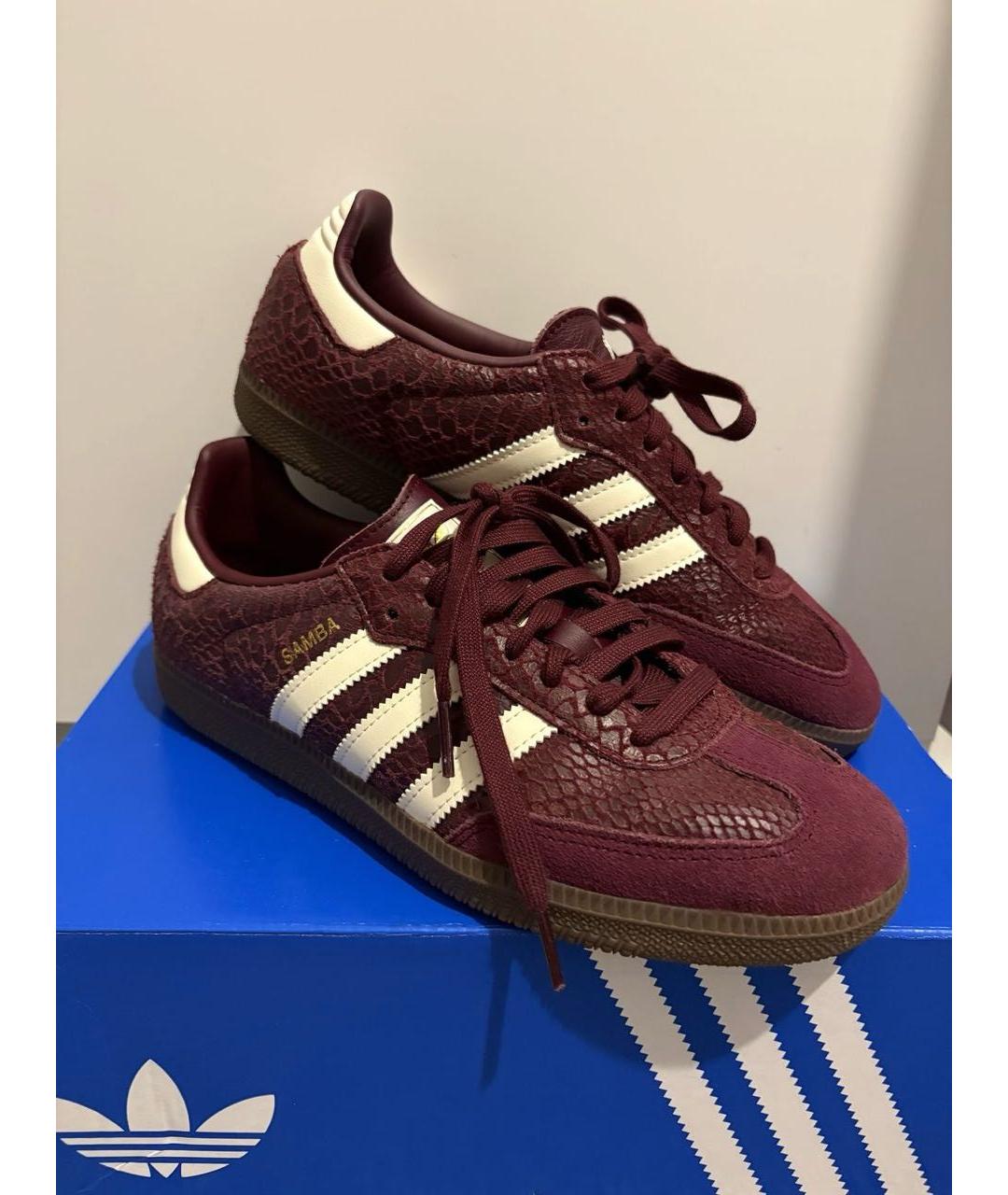ADIDAS Бордовые кожаные кеды, фото 2