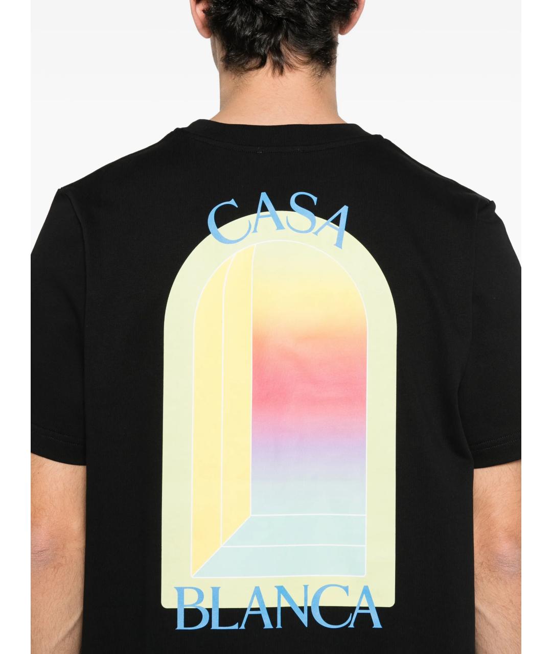 CASABLANCA Черная хлопковая футболка, фото 5