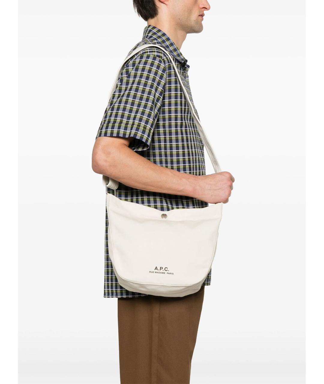 A.P.C. Бежевая тканевая сумка тоут, фото 2
