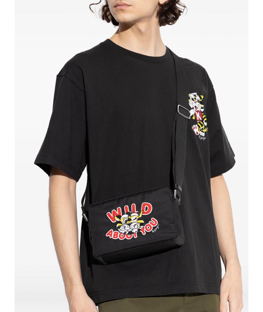 KENZO Черная синтетическая сумка на плечо, фото 2