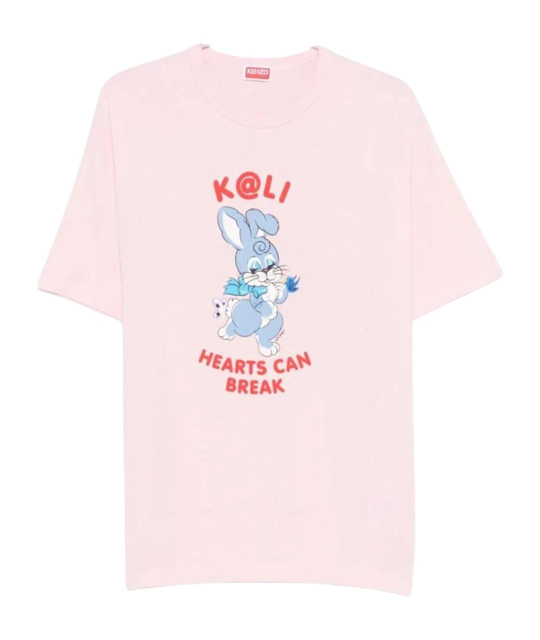 KENZO Розовая хлопковая футболка, фото 1