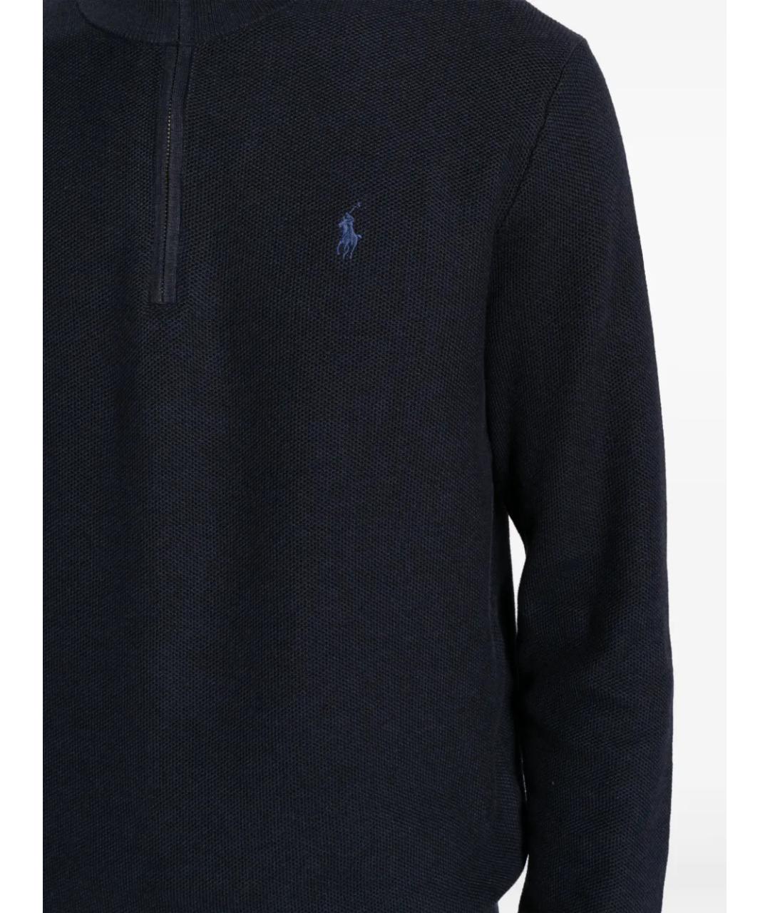 POLO RALPH LAUREN Темно-синий хлопко-эластановый джемпер / свитер, фото 5