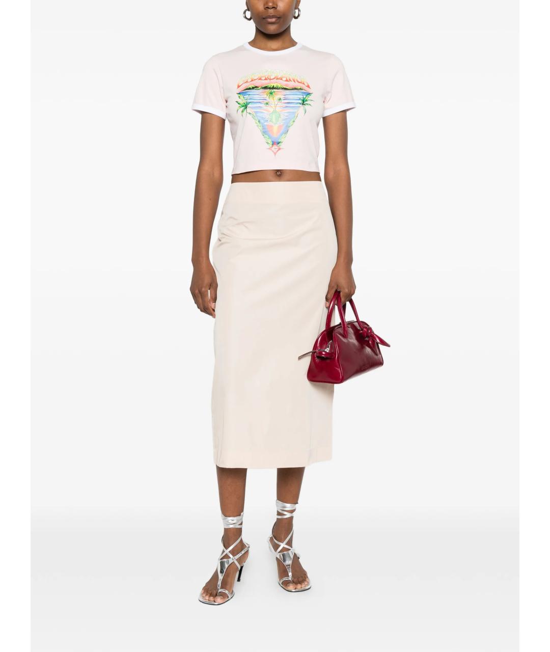 CASABLANCA Розовая хлопковая футболка, фото 2