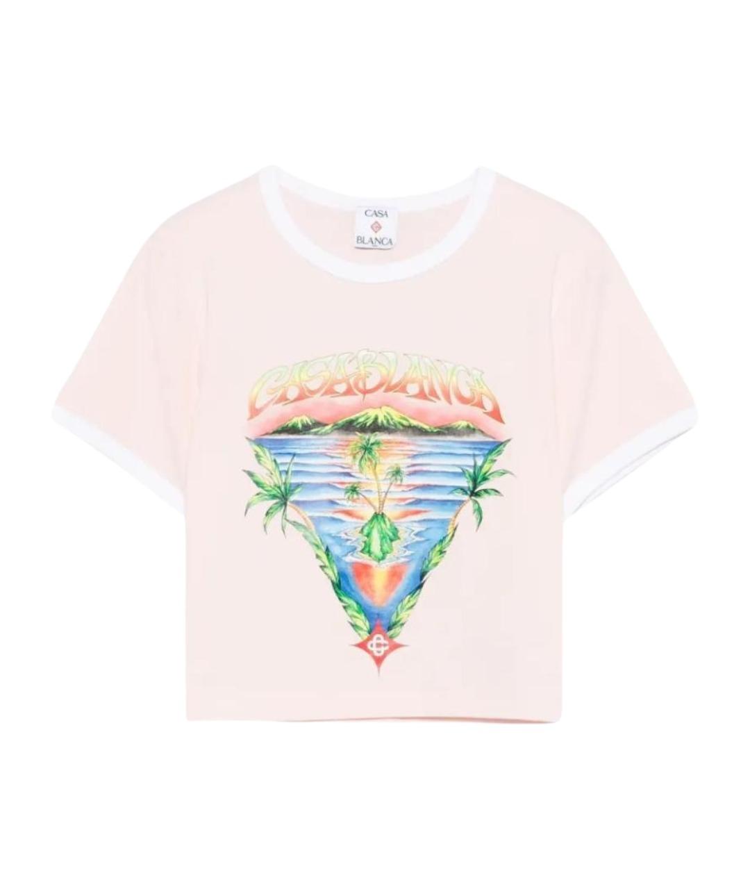 CASABLANCA Розовая хлопковая футболка, фото 1