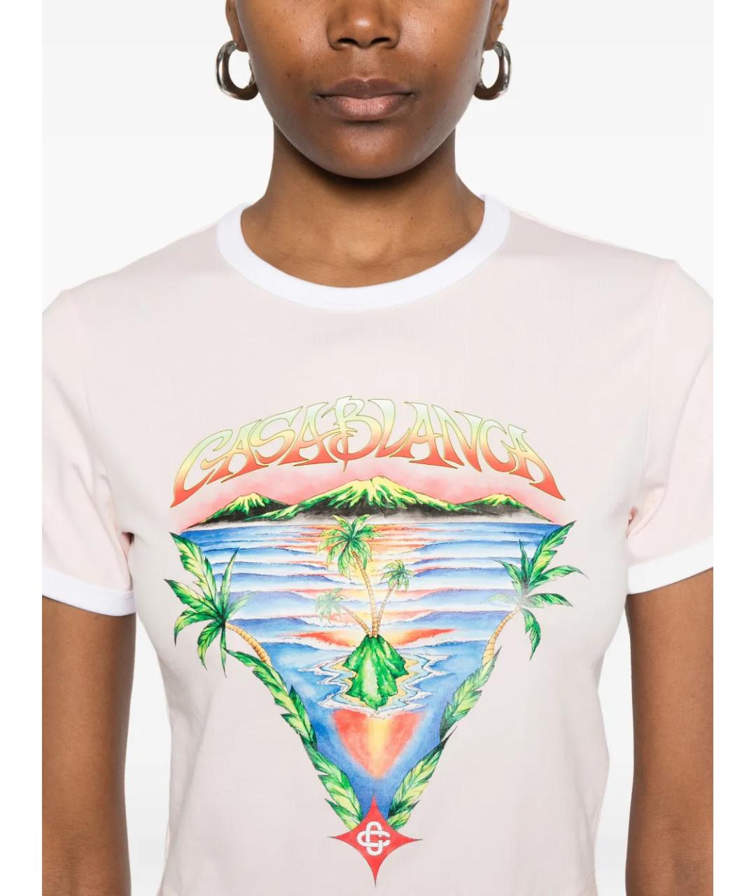 CASABLANCA Розовая хлопковая футболка, фото 5