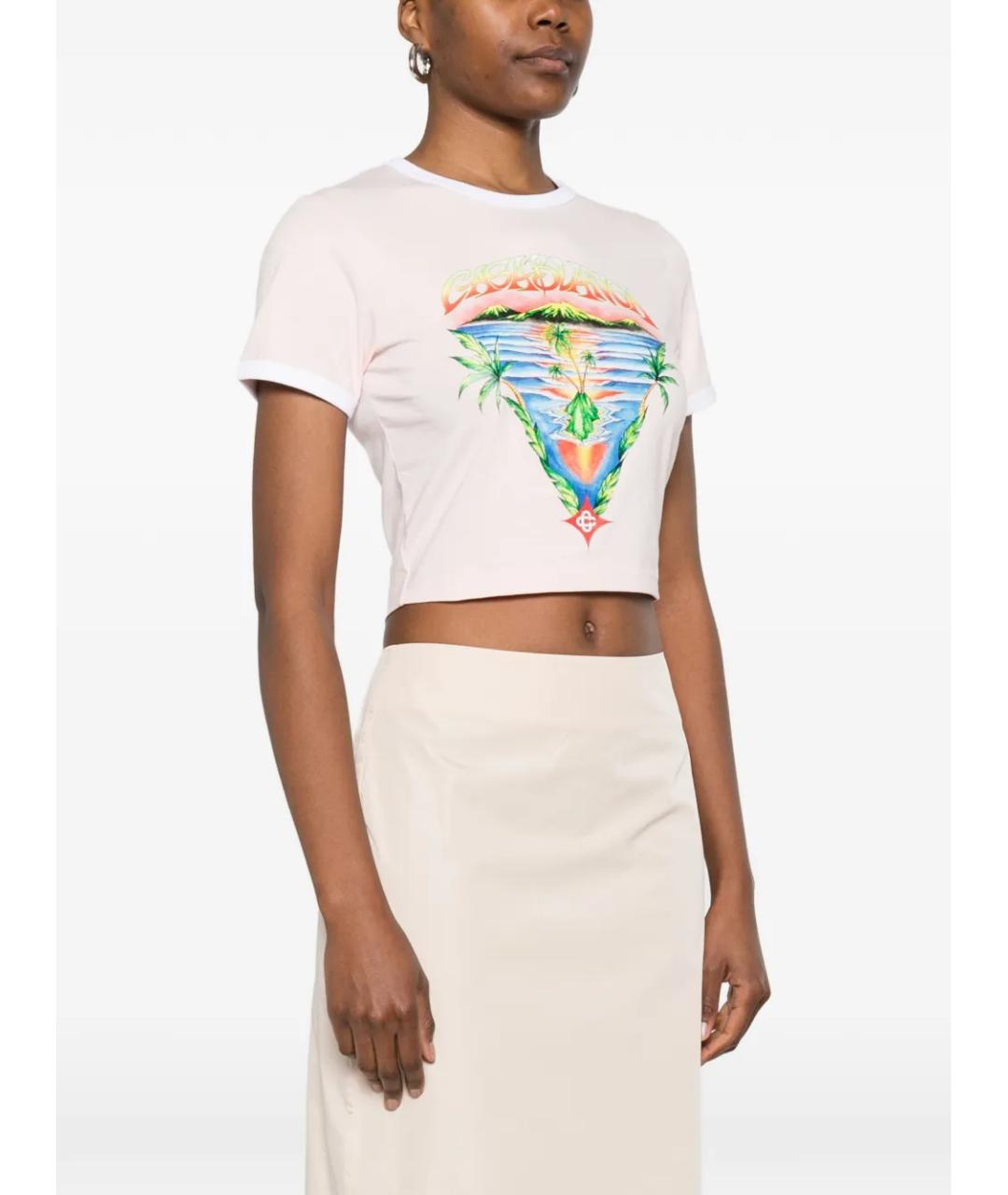 CASABLANCA Розовая хлопковая футболка, фото 3