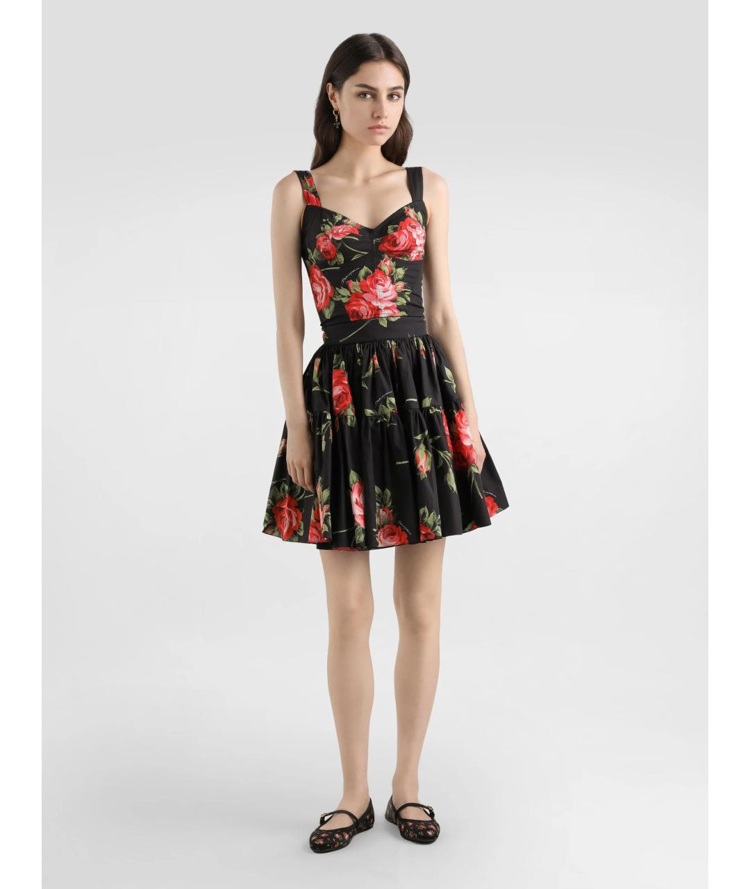 DOLCE&GABBANA Черная хлопковая юбка мини, фото 2