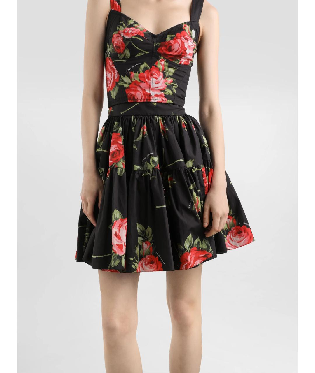 DOLCE&GABBANA Черная хлопковая юбка мини, фото 4