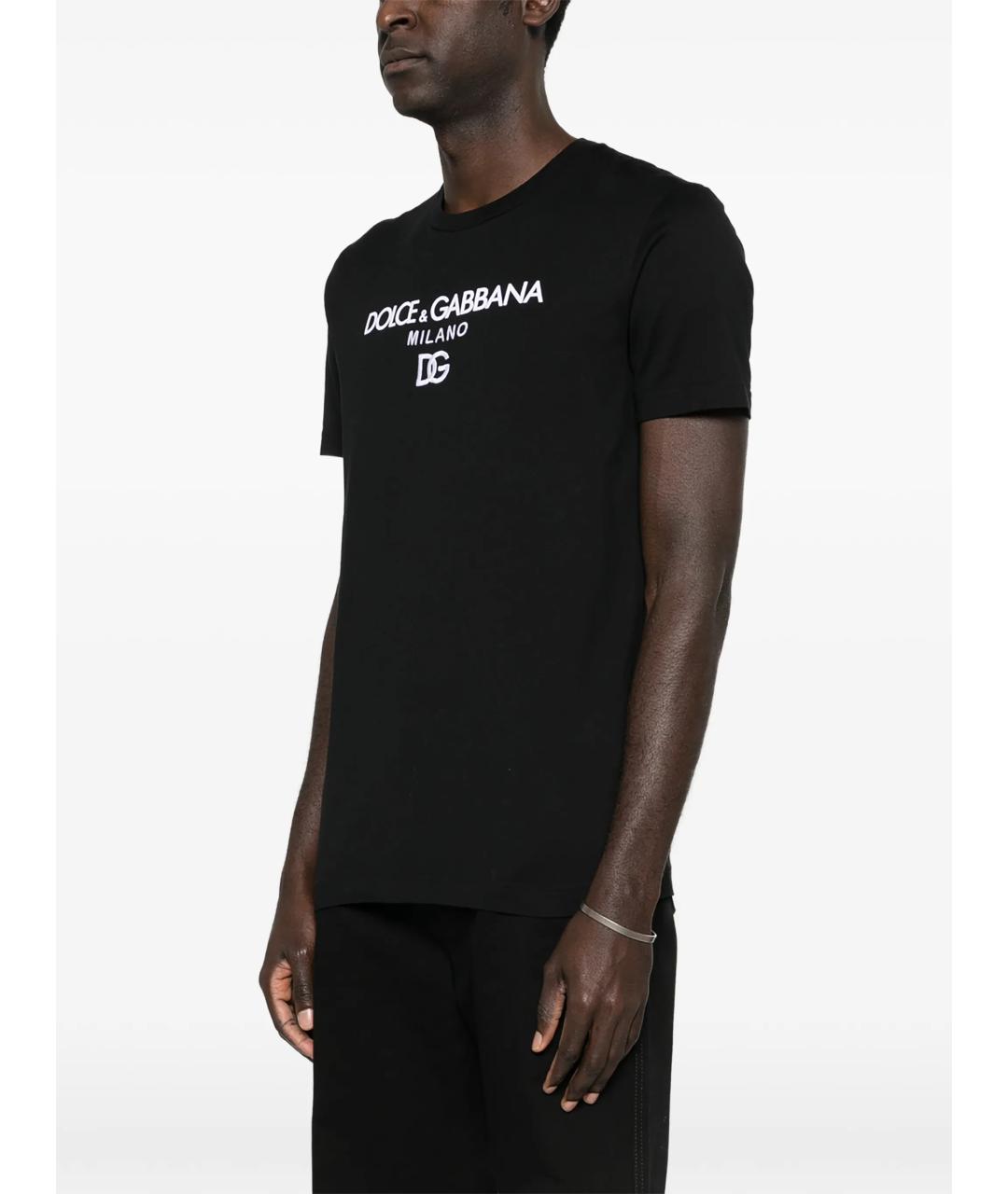 DOLCE&GABBANA Черная хлопковая футболка, фото 3