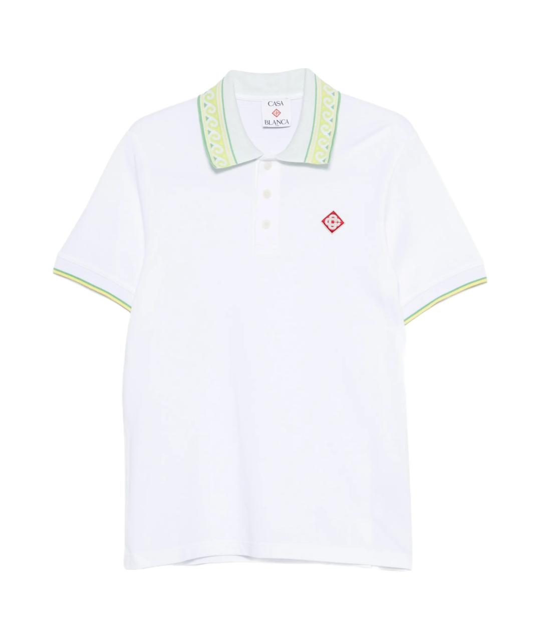 CASABLANCA Белое хлопковое поло с коротким рукавом, фото 1