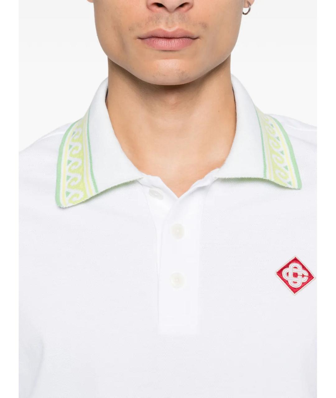 CASABLANCA Белое хлопковое поло с коротким рукавом, фото 5