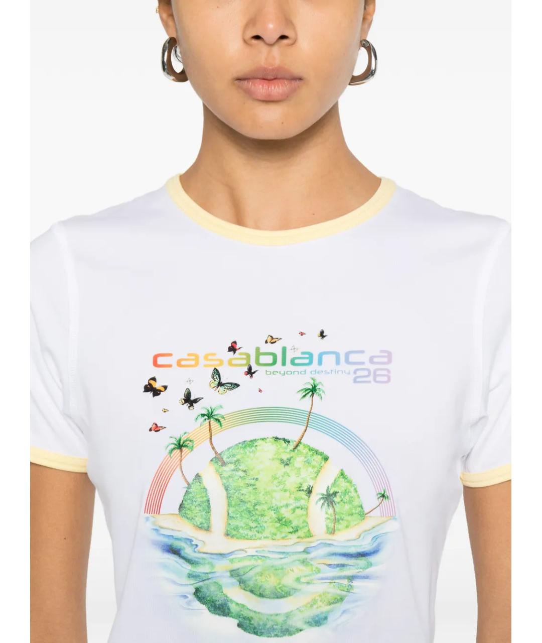 CASABLANCA Белая хлопковая футболка, фото 5