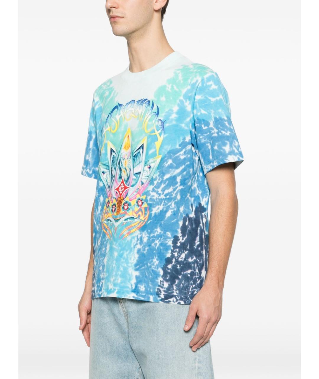 CASABLANCA Голубая хлопковая футболка, фото 3