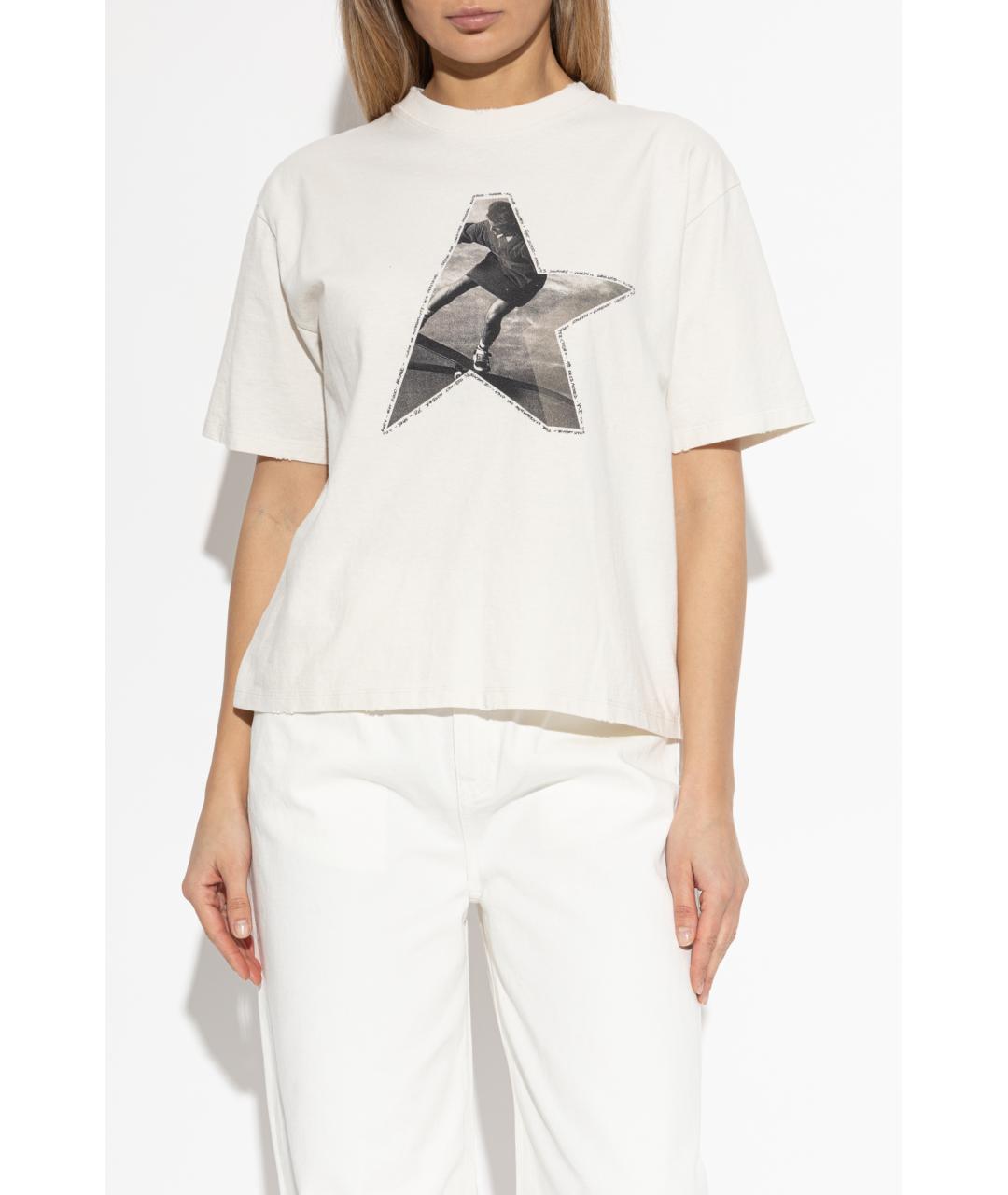 GOLDEN GOOSE DELUXE BRAND Белая хлопковая футболка, фото 3