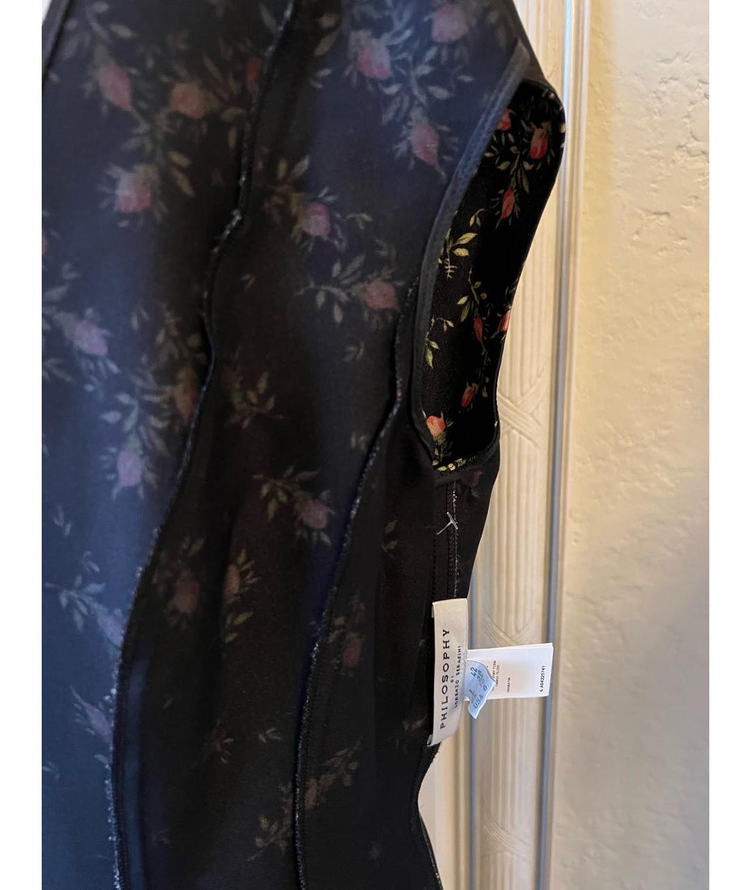 PHILOSOPHY DI LORENZO SERAFINI Черное вискозное повседневное платье, фото 6