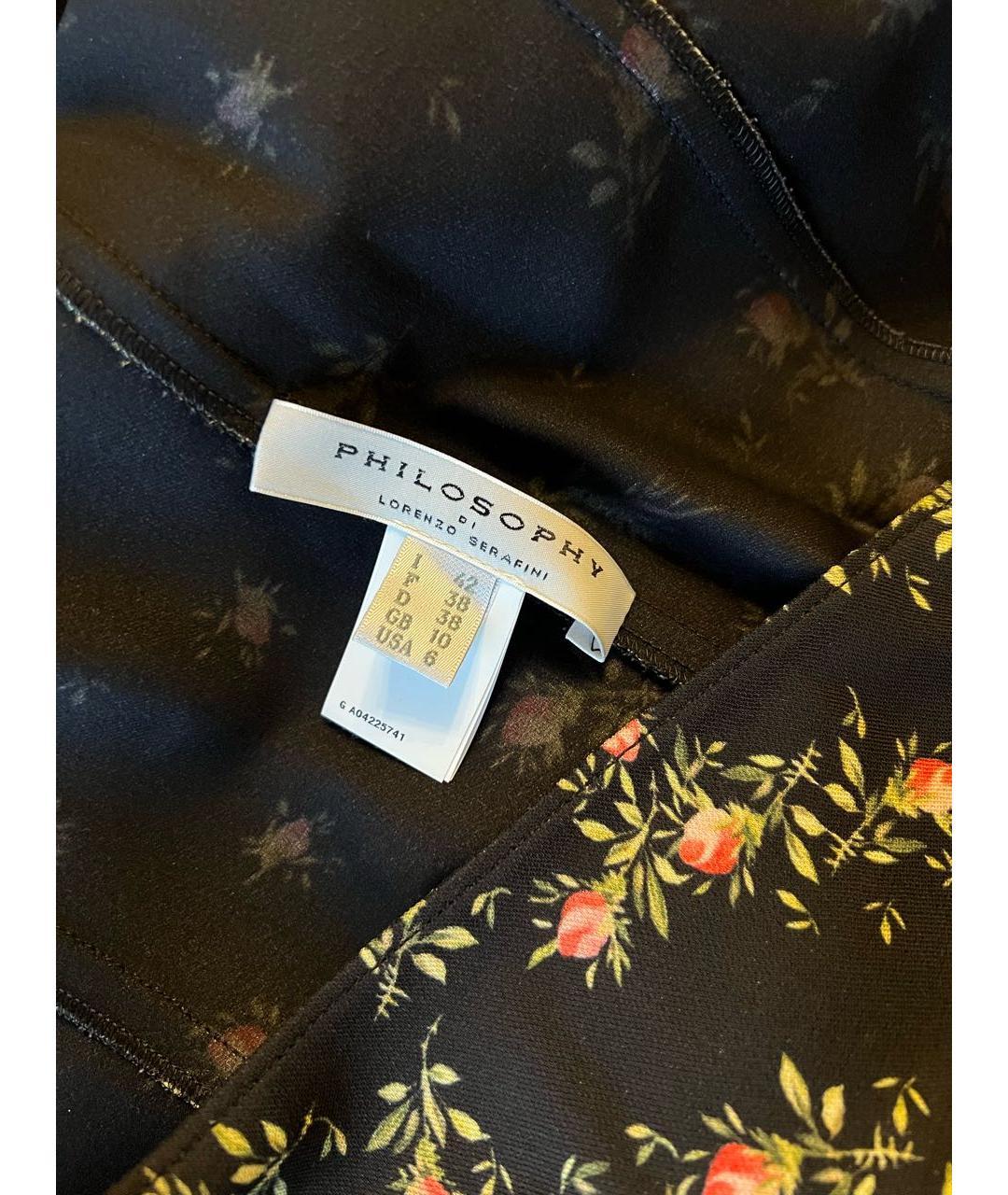 PHILOSOPHY DI LORENZO SERAFINI Черное вискозное повседневное платье, фото 3