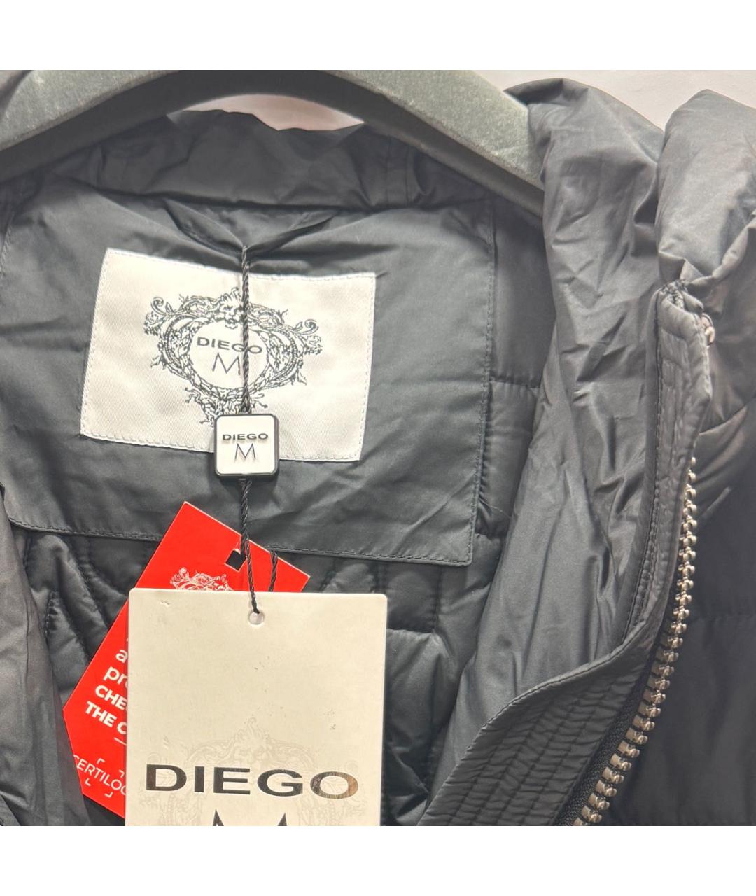 DIEGO M Черный полиэстеровый пуховик, фото 4