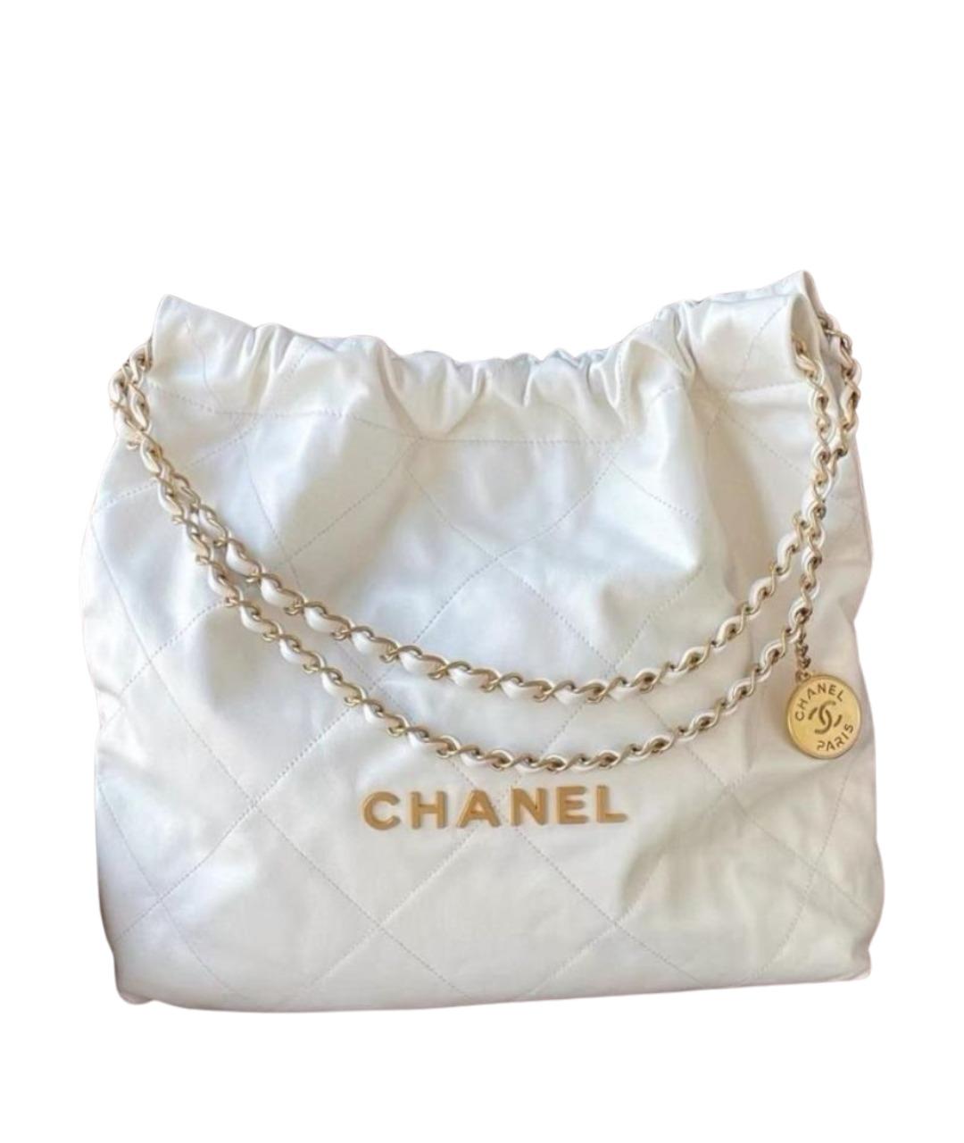 CHANEL Белая кожаная сумка тоут, фото 1