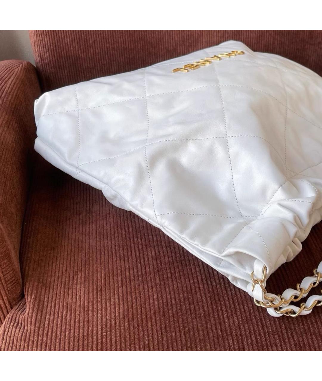CHANEL Белая кожаная сумка тоут, фото 7