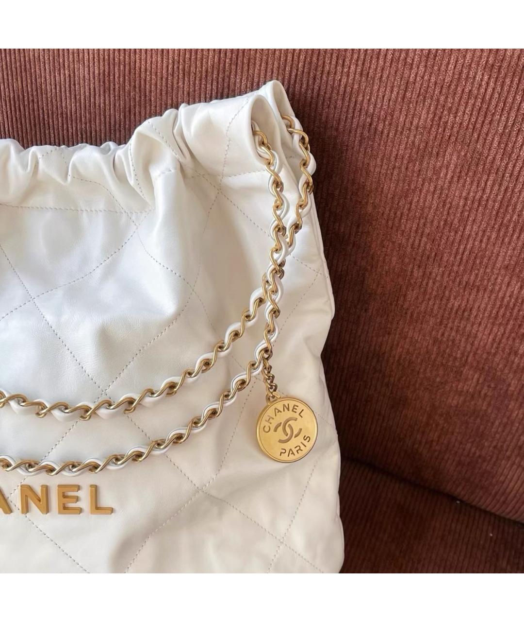 CHANEL Белая кожаная сумка тоут, фото 2