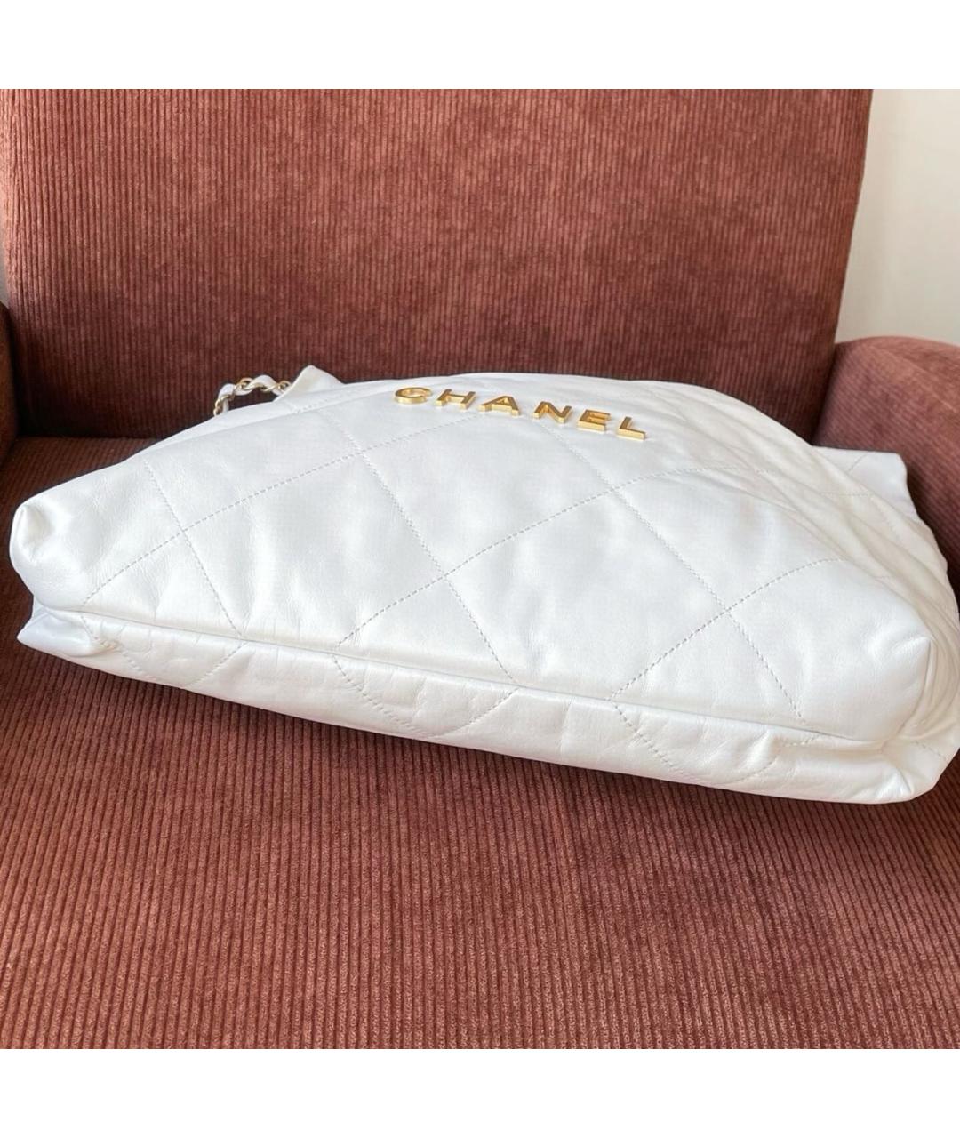 CHANEL Белая кожаная сумка тоут, фото 6