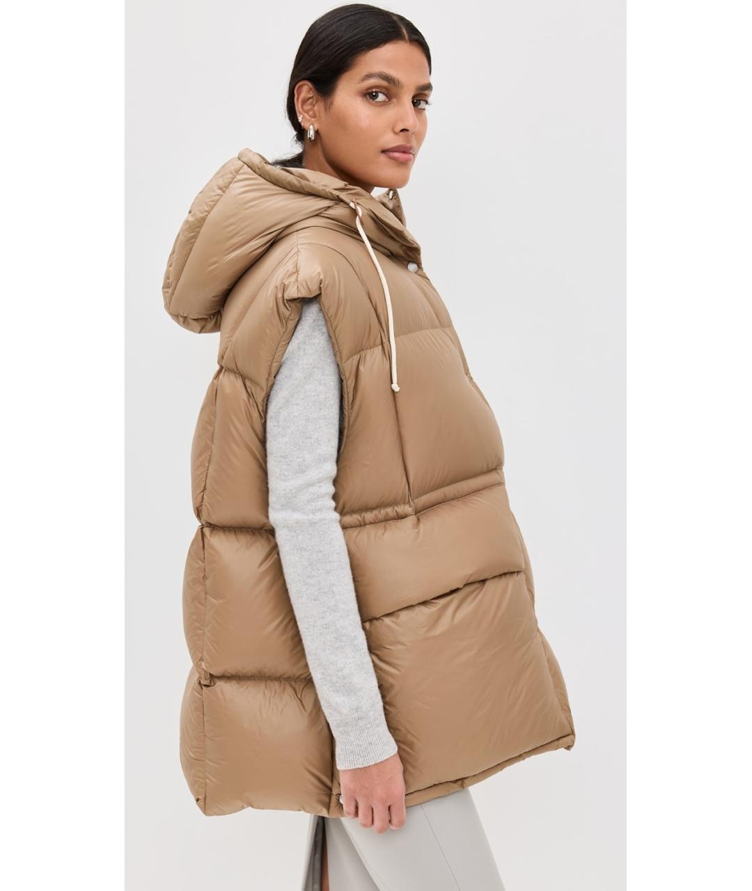 JIL SANDER Коричневый полиамидовый жилет, фото 5