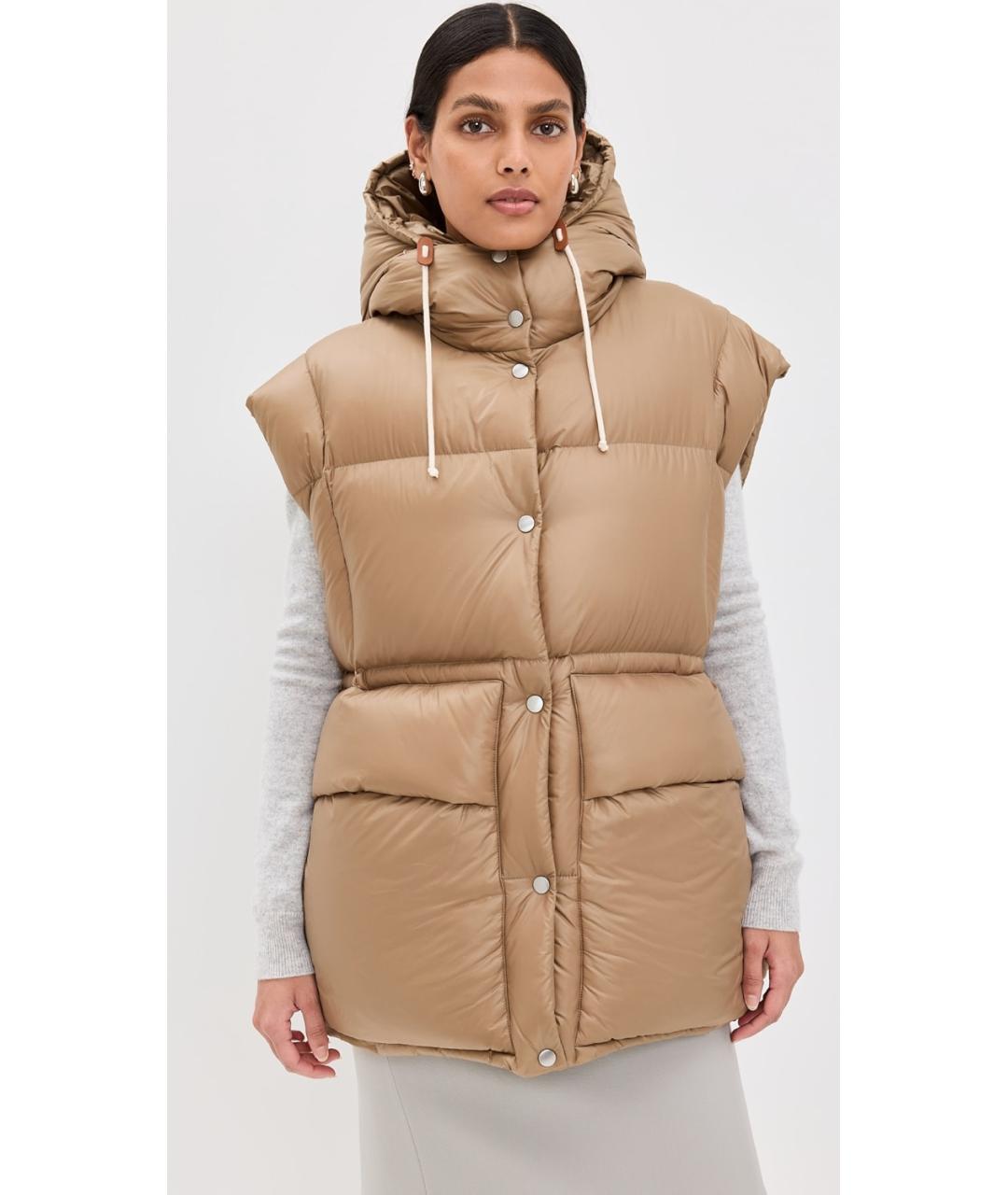 JIL SANDER Коричневый полиамидовый жилет, фото 3