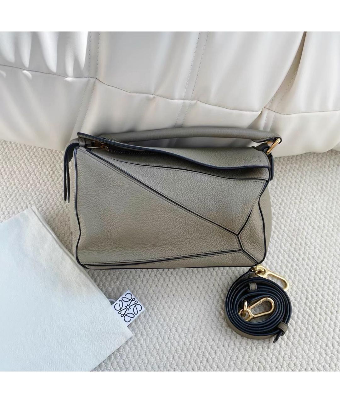 LOEWE Бежевая кожаная сумка через плечо, фото 9