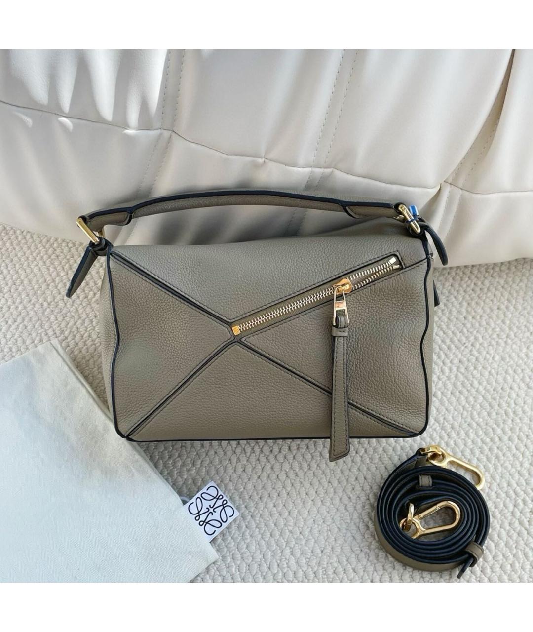 LOEWE Бежевая кожаная сумка через плечо, фото 4