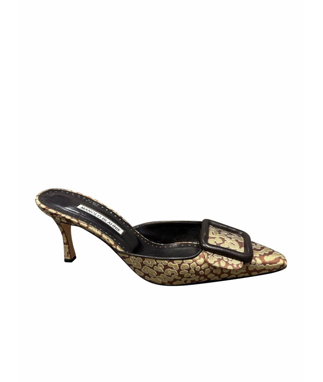 MANOLO BLAHNIK Коричневые текстильные мюли, фото 1