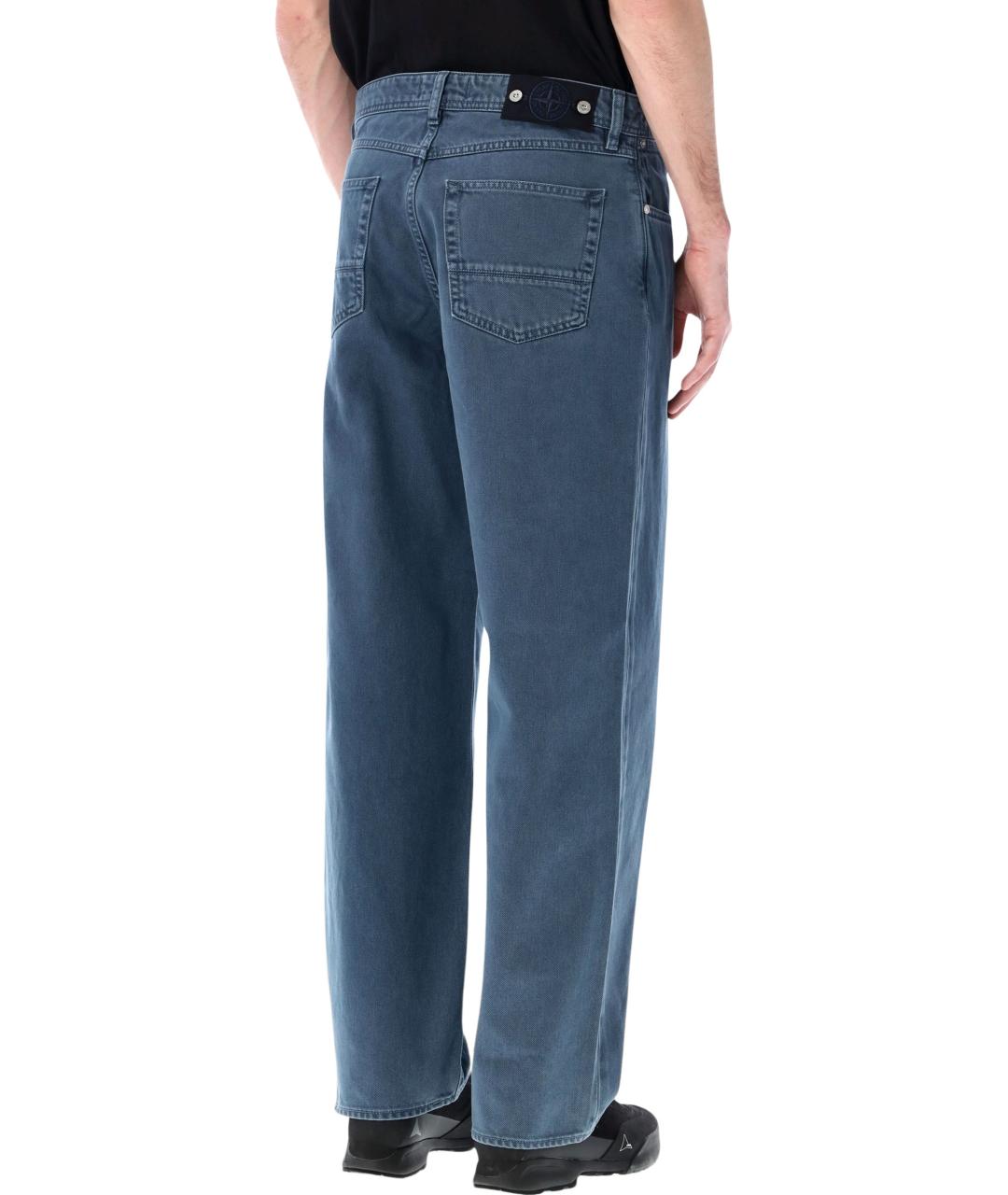 STONE ISLAND Синие хлопковые прямые джинсы, фото 2