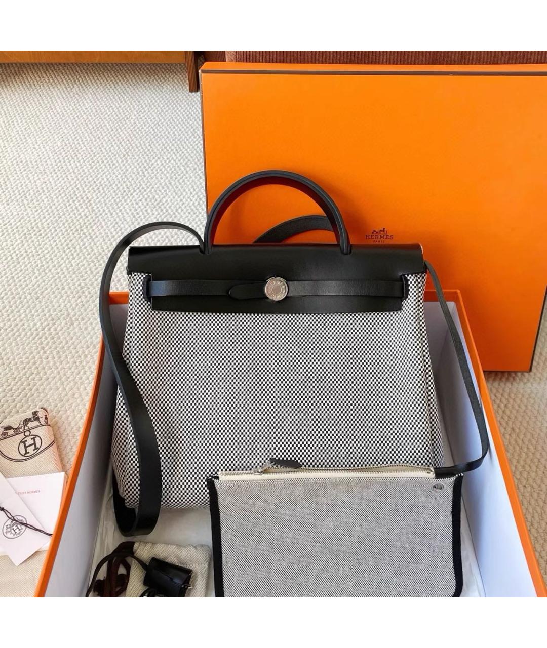 HERMES Серая тканевая сумка через плечо, фото 2