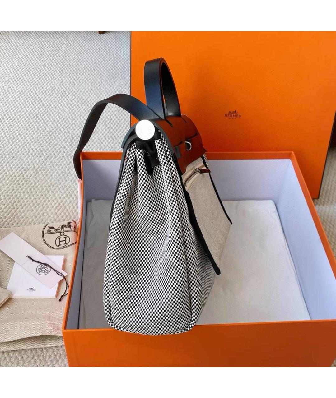 HERMES Серая тканевая сумка через плечо, фото 7