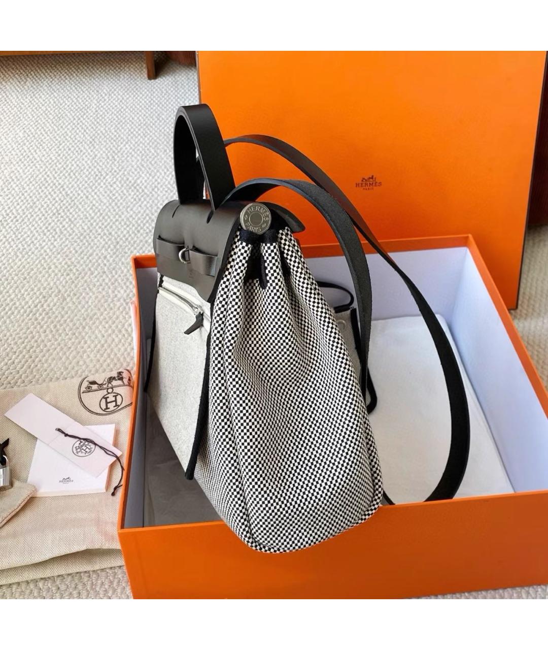 HERMES Серая тканевая сумка через плечо, фото 6