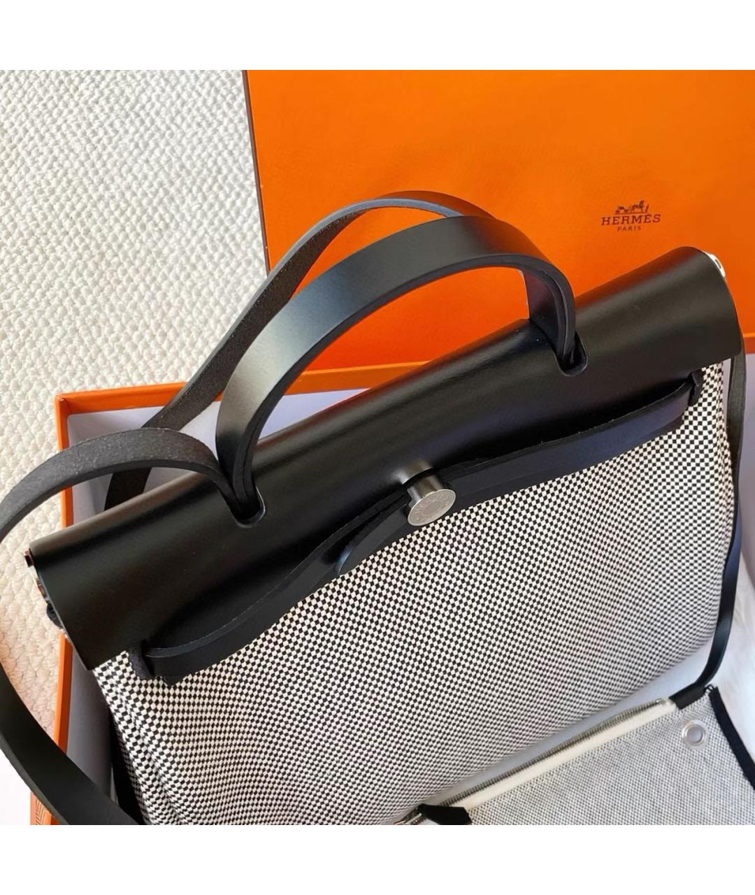 HERMES Серая тканевая сумка через плечо, фото 4