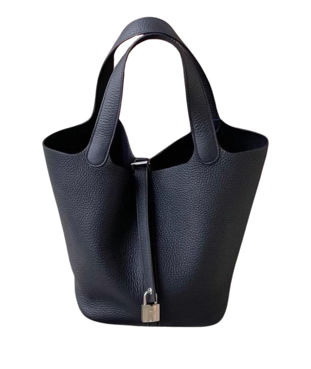 HERMES Черная кожаная сумка тоут, фото 1