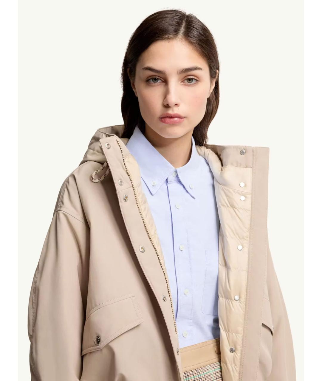 MONCLER Бежевая полиэстеровая куртка, фото 4