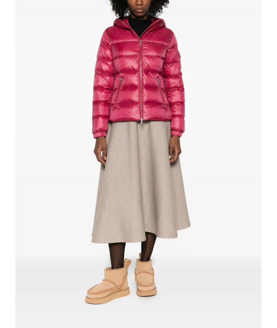 MONCLER Красный полиамидовый пуховик, фото 4